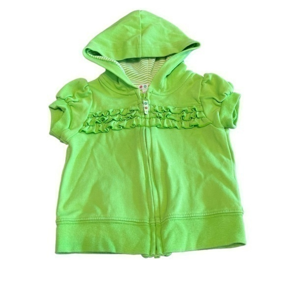 Carters lime green ruffle shortsleeved hoodie zip up 3 months baby